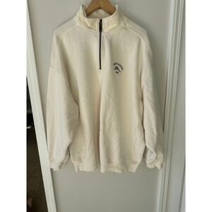 Tommy Bahama Relax Mens 2XB Quarter Zip Pullover Marlin Cream Cotton Sweater